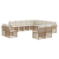 Lauko sofos komplektas 13 pcs Natūralus ir grietinėlės baltas