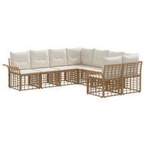 Lauko sofos komplektas 8 pcs Natūralus ir grietinėlės baltas