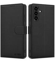 Juodas atverčiamas dėklas Samsung Galaxy A27 5G telefonui "Tech-Protect Wallet"