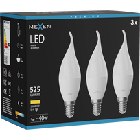 Mexen Nova 3x LED lemputė liepsna E14, C37, 5W, Šilta - 3000K, 525 lm - L106-E14-0530-01x03