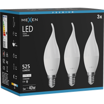 Mexen Nova 3x LED lemputė žvakės formos E14, C37, 5W, Neutralus - 4000K, 525 lm - L106-E14-0540-01x03