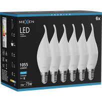 Mexen Nova 6x LED lemputė liepsna E14, C37, 10W, Šaltas - 6500K, 1055 lm - L106-E14-1065-01x06