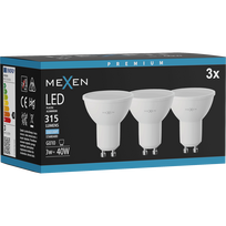 Mexen Nova 3x LED lemputė GU10, 3W, šalta - 6500K, 315 lm - L107-GU10-0365-01x03