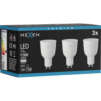 Mexen Nova 3x LED lemputė GU10, 12W, Neutrali - 4000K, 1260 lm - L108-GU10-1240-01x03
