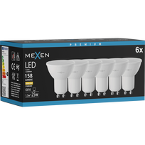 Mexen Nova 6x LED lemputė GU10, 1,5W, Šilta - 3000K, 158 lm - L107-GU10-0130-01x06