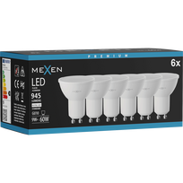 Mexen Nova 6x LED lemputė GU10, 9W, Neutrali - 4000K, 945 lm - L108-GU10-0940-01x06