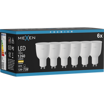 Mexen Nova 6x LED lemputė GU10, 12W, Šilta - 3000K, 1260 lm - L108-GU10-1230-01x06