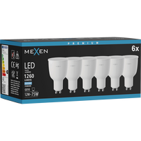 Mexen Nova 6x LED lemputė GU10, 12W, Šalta - 6500K, 1260 lm - L108-GU10-1265-01x06