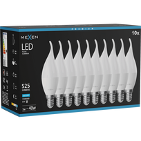 Mexen Nova 10x LED lemputė liepsnelė E14, C37, 5W, Šalta - 6500K, 525 lm - L106-E14-0565-01x10