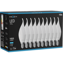 Mexen Nova 10x LED lemputė liepsnelė E14, C37, 10W, Šalta - 6500K, 1055 lm - L106-E14-1065-01x10