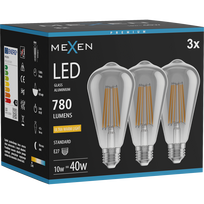 Mexen Vintis 3x LED gija lemputė E27, ST64, 10W, Šilta - 2200K, 780 lm, dūminė - L152-E27-1022-70x03