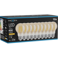 Mexen Vintis 10x LED siūlelio lemputė E27, A60, 4W, Šilta - 2200K, 400 lm, gintarinė - L150-E27-0422-50x10