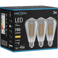 Mexen Vintis 3x LED gijų lemputė E27, ST64, 10W, Šilta - 2700K, 780 lm, dūminė - L152-E27-1027-70x03