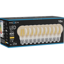 Mexen Vintis 10 kartų LED lemputė E27, A60, 4W, Šilta - 2700K, 400 lm, gintarinė - L150-E27-0427-50x10