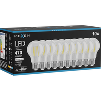 Mexen Vintis 10x LED filamentinė lemputė E27, A60, 4W, Neutrali - 4000K, 470 lm, skaidri - L150-E27-0440-00x10