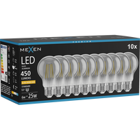 Mexen Vintis 10x LED siūlinė lemputė E27, A60, 6W, Šilta - 2200K, 450 lm, dūmo spalva - L150-E27-0622-70x10