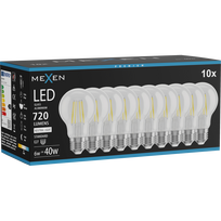 Mexen Vintis 10x kaitinamoji LED lemputė E27, A60, 6W, Neutrali - 4000K, 720 lm, skaidrus - L150-E27-0640-00x10