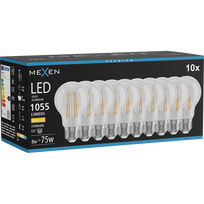 Mexen Vintis 10x LED gijų lemputė E27, A60, 8W, Šilta - 2700K, 1055 lm, skaidri - L150-E27-0827-00x10