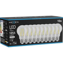 Mexen Vintis 10x LED gijų lemputė E27, A60, 8W, Neutrali - 4000K, 1055 lm, skaidri - L150-E27-0840-00x10