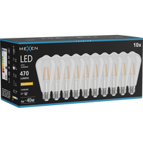 Mexen Vintis 10x LED siūlelinė lemputė E27, ST64, 4W, Šilta - 2200K, 470 lm, skaidri - L152-E27-0422-00x10