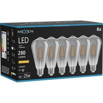 Mexen Vintis 6x LED filamento lemputė E27, ST64, 4W, Šilta - 2200K, 300 lm, dūminė - L152-E27-0422-70x06