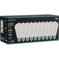 Mexen Vintis 10x LED siūlelio lemputė E27, ST64, 4W, Šalta - 6500K, 470 lm, skaidri - L152-E27-0465-00x10