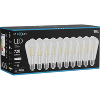 Mexen Vintis 10x LED siūlelio lemputė E27, ST64, 6W, Neutrali - 4000K, 720 lm, skaidri - L152-E27-0640-00x10