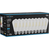 Mexen Vintis 10x LED kaitinamoji lemputė E27, ST64, 6W, Šalta - 6500K, 720 lm, skaidri - L152-E27-0665-00x10