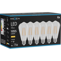 Mexen Vintis 6x LED filamentinė lemputė E27, ST64, 8W, Šilta - 2700K, 1055 lm, skaidri - L152-E27-0827-00x06