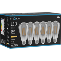 Mexen Vintis 6x LED siūlo lemputė E27, ST64, 8W, Šilta - 2200K, 600 lm, dūminė - L152-E27-0822-70x06