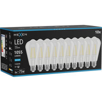 Mexen Vintis 10x Lemputė su siūleliu LED E27, ST64, 8W, Šalta - 6500K, 1055 lm, skaidri - L152-E27-0865-00x10
