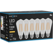 Mexen Vintis 6x lemputė filament LED E27, ST64, 10W, Šilta - 2200K, 1320 lm, skaidri - L152-E27-1022-00x06