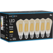 Mexen Vintis 6x LED siūlelio lemputė E27, ST64, 10W, Šilta - 2700K, 910 lm, gintarinė - L152-E27-1027-50x06