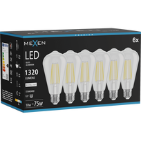 Mexen Vintis 6x LED filament lemputė E27, ST64, 10W, Neutrali - 4000K, 1320 lm, skaidrus - L152-E27-1040-00x06