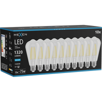 Mexen Vintis 10x LED gijinė lemputė E27, ST64, 10W, Šalta - 6500K, 1320 lm, skaidrus - L152-E27-1040-00x10