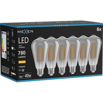 Mexen Vintis 6x Filamento šviesos diodas E27, ST64, 10W, Šiltas - 2700K, 780 lm, dūminė - L152-E27-1027-70x06