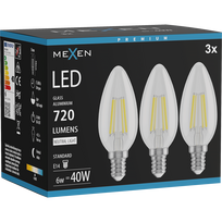 Mexen Vintis 3x LED filamento lemputė E14, C35, 6W, Neutrali - 4000K, 720 lm, skaidri - L154-E14-0640-00x03