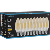 Mexen Vintis 10x LED gijų lemputė E14, C35, 4W, Šilta - 2200K, 400 lm, gintaras - L154-E14-0422-50x10