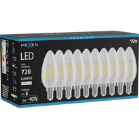 Mexen Vintis 10x LED siūlo lemputė E14, C35, 6W, Neutrali - 4000K, 720 lm, skaidri - L154-E14-0640-00x10