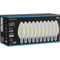 Mexen Vintis 10x kaitrinė LED lemputė E14, C35, 4W, Neutrali - 4000K, 470 lm, skaidri - L154-E14-0427-00x10