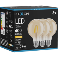 Mexen Vintis 3x Gijinė LED lemputė E27, G80, 4W, Šilta - 2700K, 400 lm, gintarinė - L155-E27-0427-50x03