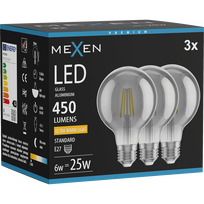 Mexen Vintis 3 kartus LED lemputė E27, G80, 6W, Šilta - 2200K, 450 lm, tamsinta - L155-E27-0622-70x03