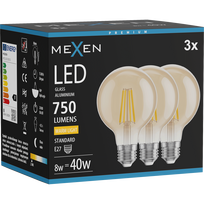 Mexen Vintis 3x LED siūlai E27, G80, 8W, Šilta - 2700K, 750 lm, gintaras - L155-E27-0827-50x03