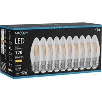 Mexen Vintis 10x LED gijų lemputė E27, C35, 6W, Šilta - 2700K, 720 lm, skaidri - L154-E27-0627-00x10
