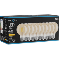 Mexen Vintis 10x LED filamentinė lemputė E27, G80, 4W, Šilta - 2200K, 400 lm, gintarinė - L155-E27-0422-50x10