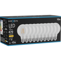 Mexen Vintis 10x LED siūlelių lemputė E27, G80, 4W, Šilta - 2700K, 470 lm, skaidri - L155-E27-0427-00x10