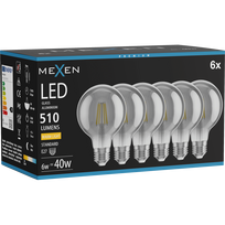 Mexen Vintis 6x LED siūlelio lemputė E27, G80, 6W, Šilta - 2700K, 510 lm, dūmų spalvos - L155-E27-0627-70x06