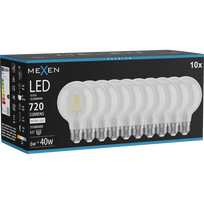Mexen Vintis 10x LED siūlelių lemputė E27, G80, 6W, Neutralus - 4000K, 720 lm, skaidri - L155-E27-0640-00x10