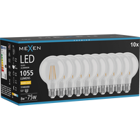 Mexen Vintis 10x LED kaitrinė lemputė E27, G80, 8W, Šilta - 2700K, 1055 lm, skaidri - L155-E27-0827-00x10