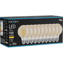 Mexen Vintis 10x LED filamentinė lemputė E27, G80, 8W, Šilta - 2700K, 750 lm, gintarinė - L155-E27-0827-50x10